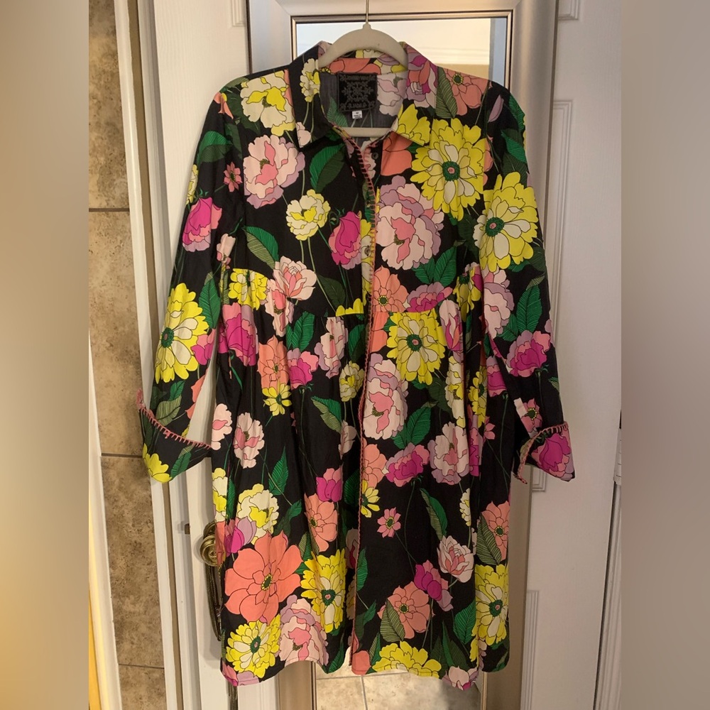 Johnny Was Jade Margarita Floral mini shirt dress medium. Pit to pit 21